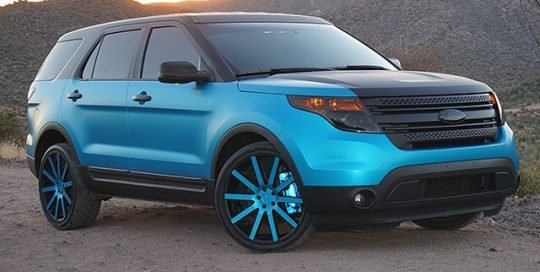 Ford Explorer wrapped in Satin Ocean Shimmer & 3M 680 Light Blue Reflective vinyl