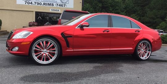 Mercedes Benz S-550 wrapped in Avery SW Red Chrome vinyl