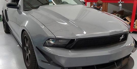 Mustang wrapped in Avery SW Gloss Dark Grey vinyl