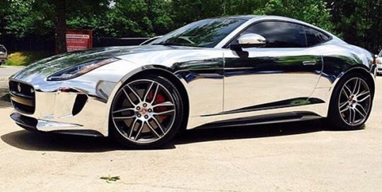 Jaguar F Type wrapped in Avery SW Chrome vinyl