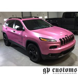 Jeep Cherokee wrapped in Gloss Raspberry Fizz vinyl