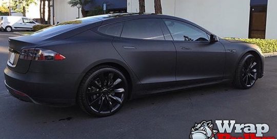 Tesla Models wrapped in Matte Deep Black vinyl