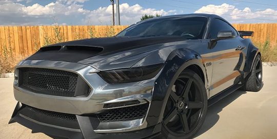 Ford Mustang-GT wrapped in Avery SW Black Chrome vinyl