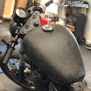 Honda Motorcycle wrapped in Shadow Black vinyl