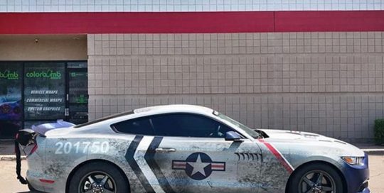 Ford Mustang wrapped in custom printed Avery 1105 vinyl with 1370z Luster overlaminate