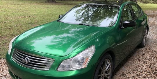 Infiniti G-35 wrapped in Avery SW900 Gloss Radioactive Metallic vinyl