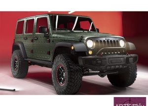 Jeep Wrangler wrapped in the new 3M 1080 Shadow Military Green vinyl