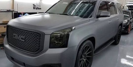 GMC wrapped in Avery SW Matte Charcoal Metallic vinyl