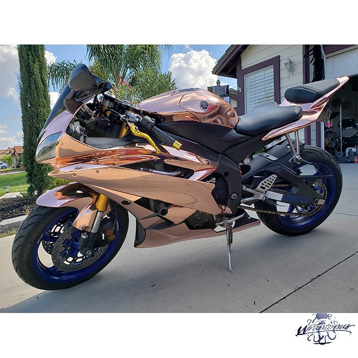 Yamaha wrapped in Avery SW900 Rose Gold Chrome vinyl