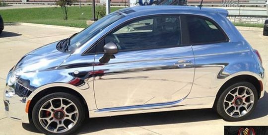 Fiat wrapped in Avery SW Silver Chrome vinyl