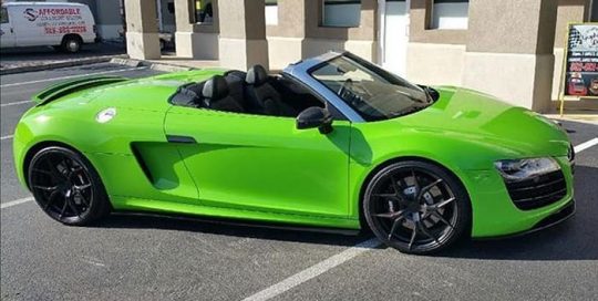 Audi R8 Spyder Wrapped in Avery Gloss Grass Green Vinyl
