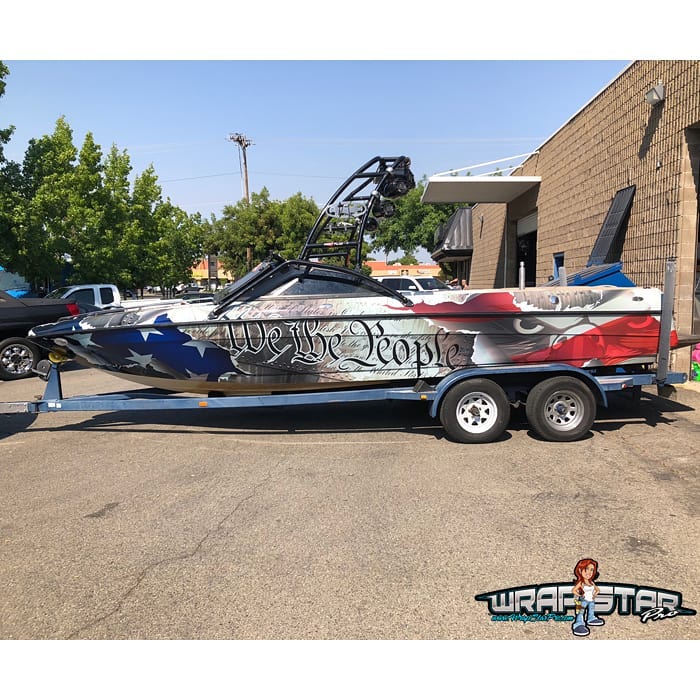Boat Wrapped in Custom Printed 3M IJ175CV3 Vinyl