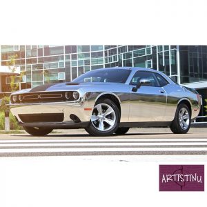 Dodge Challenger Wrapped in 3M 1080 Gloss Silver Chrome Vinyl