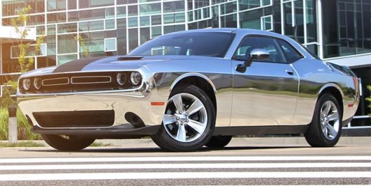 Dodge Challenger Wrapped in 3M 1080 Gloss Silver Chrome Vinyl