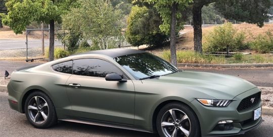 Ford Mustang Wrapped in 3M 1080 Matte Military Green