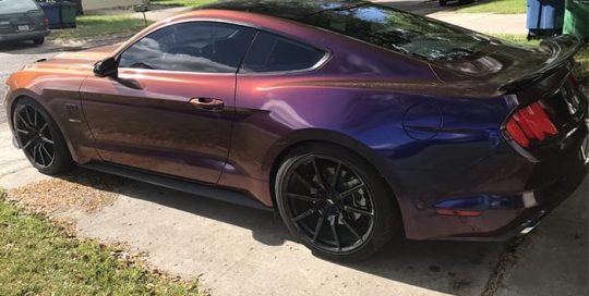 Ford Mustang Wrapped in Avery ColorFlow Gloss Roaring Thunder BlueRed Shade Shifting Vinyl