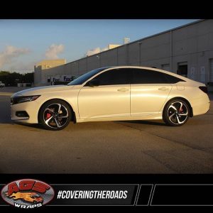 Honda Accord Wrapped in Avery SW Satin Pearl White Vinyl