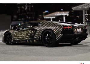 Lamborghini Aventador Wrapped in Custom Printed Avery 1105 EZRS and 108oz Matte Laminate