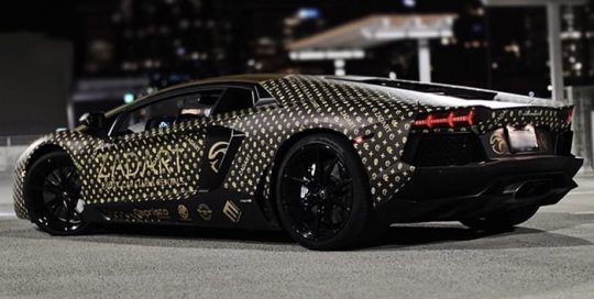 Lamborghini Aventador Wrapped in Custom Printed Avery 1105 EZRS and 108oz Matte Laminate