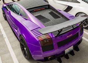 Lamborghini Gallardo Wrapped in 3M 1080 Gloss Plum Explosion and Shadow Black Vinyls