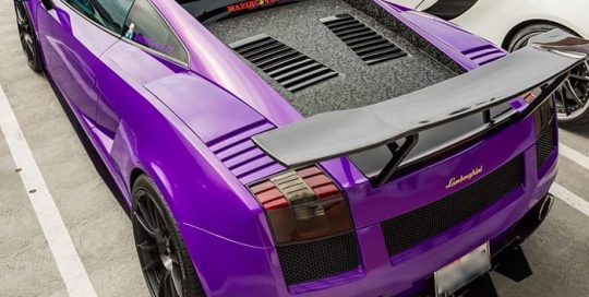 Lamborghini Gallardo Wrapped in 3M 1080 Gloss Plum Explosion and Shadow Black Vinyls