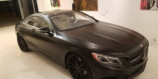 Mercedes-Benz S550 Wrapped in 3m 1080 Satin Black Vinyl