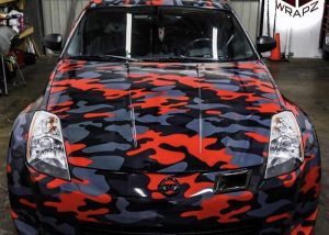 Nissan Z Wrapped in Custom Printed Avery 1105 and 136oz Gloss Overlaminate Vinyls