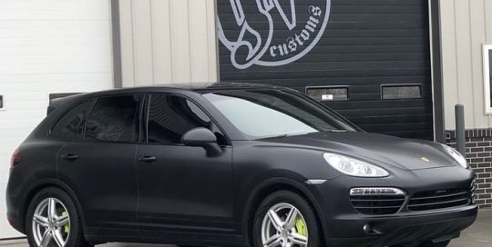 Porsche Cayenne Wrapped in 3M 1080 Satin Black Vinyl