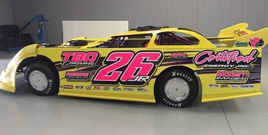 Race Car Wrapped in Custom Printed Orafol 3165RA and 210 Gloss Laminate with 6510 Fluorescent Pink Vinyl