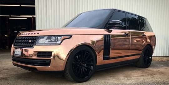 Range Rover Wrapped in Avery SW Rose Gold Chrome Vinyl
