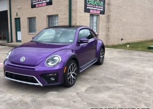 Volkswagen Beetle Wrapped in Orafol 970RA Gloss Violet Metallic Vinyl