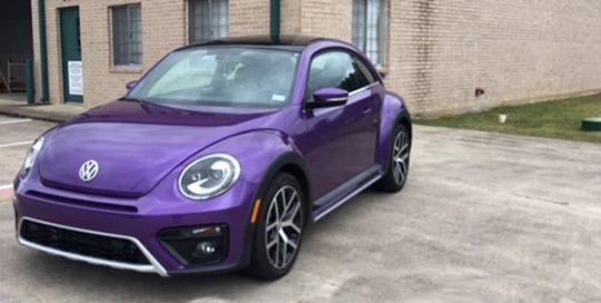 Volkswagen Beetle Wrapped in Orafol 970RA Gloss Violet Metallic Vinyl