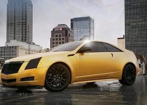 Cadillac Wrapped in Avery SW Satin Energetic Yellow vinyl