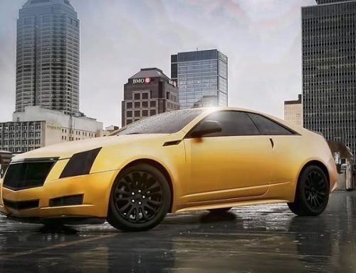 Cadillac Wrapped in Avery SW Satin Energetic Yellow vinyl
