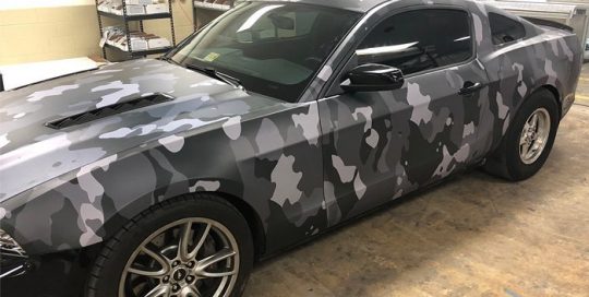 Ford Mustang wrapped in custom printed 3M 480mC vinyl