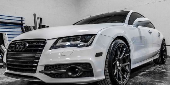 Audi wrapped in Avery SW Gloss White vinyl