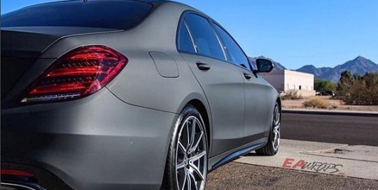 Mercedes Bens wrapped in3M 1080 Dead Matte Black vinyl