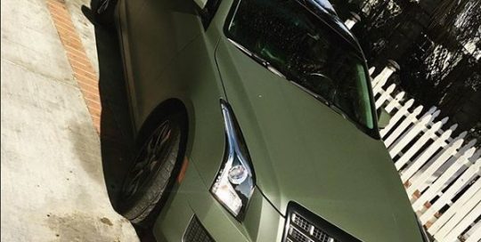 Cadillac Ats wrapped in 3M 1080 Matte Military Green vinyl