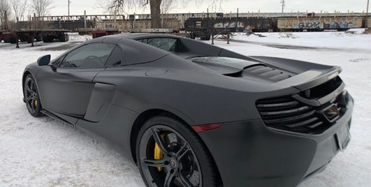 Mclaren 650s wrapped in 3M 1080 Satin Black vinyl
