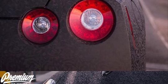 Nissan Gtr wrapped in 3M 1080 Shadow Black vinyl