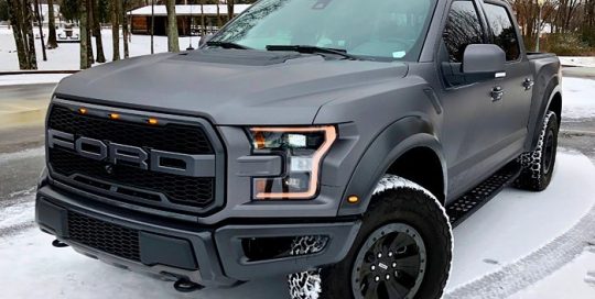Ford Raptor wrapped in 3M 1080 Matte Dark Gray vinyl