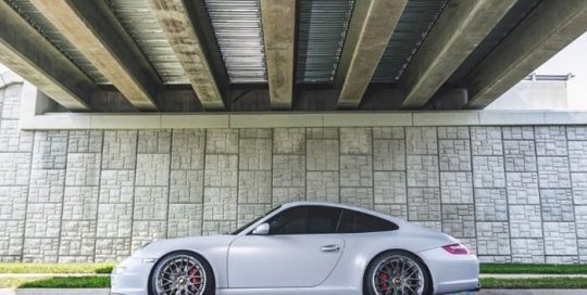 Porche Carerra wrapped in Avery SW Satin Grey vinyl