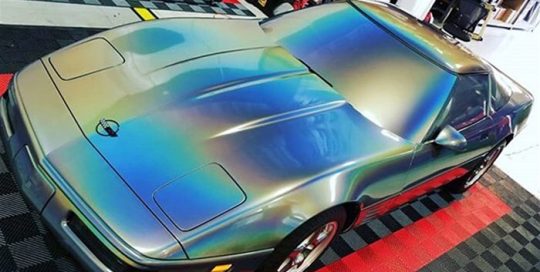 Chevrolet Corvette wrapped in 3M ColorFlip Gloss Psychedelic shade shifting vinyl