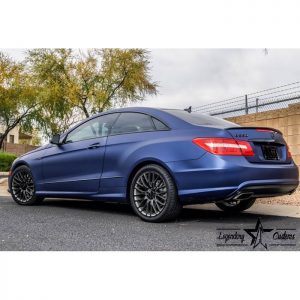 Mercedes Benz E550 wrapped in Avery SW Matte Night Blue Metallic vinyl