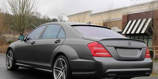 Mercedes Benz S550 wrapped in 3M 1080 Satin Dark Gray vinyl