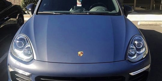 Porsche cayenne wrapped in 3M 1080 Matte Indigo Blue vinyl