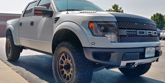 Ford Raptor wrapped in 3M 1080 Satin Battleship Gray vinyl