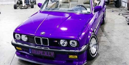 Bmw wrapped in 3M 1080 Gloss Plum Explosion vinyl