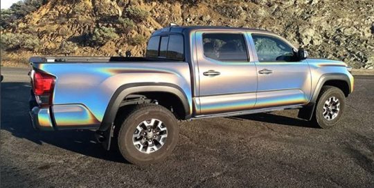Toyota Tacoma wrapped in 3M ColorFlip Gloss Psychedelic shade shifting vinyl