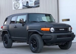 Toyota Fj Cruiser wrapped in 3M 1080 Matte Deep Black vinyl